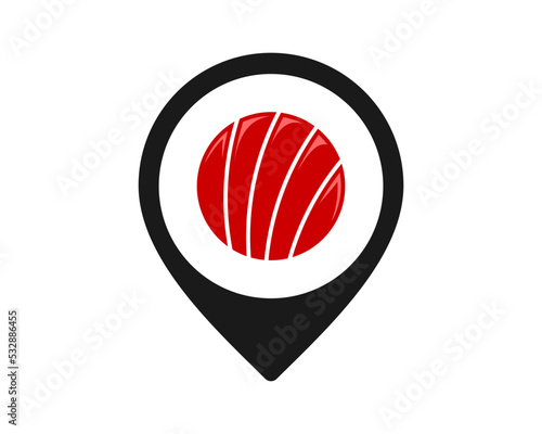 Location pin with sushi inside