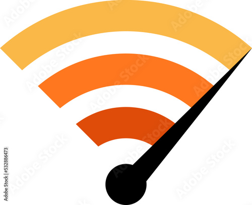 Network symbol with speedometer needle