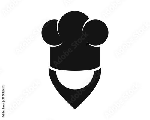 Location pin with chef hat shape