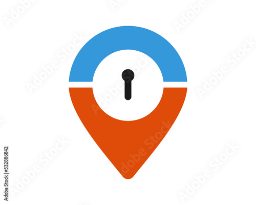 Location pin with key hole inside