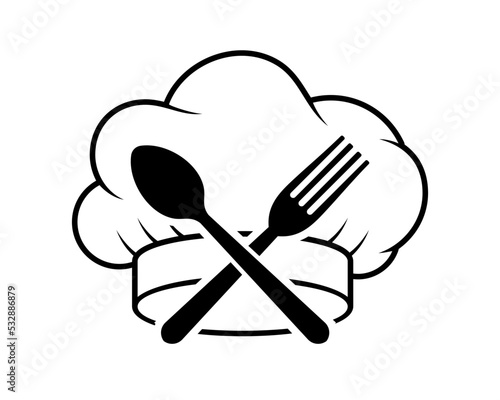 Chef hat with spoon and fork inside