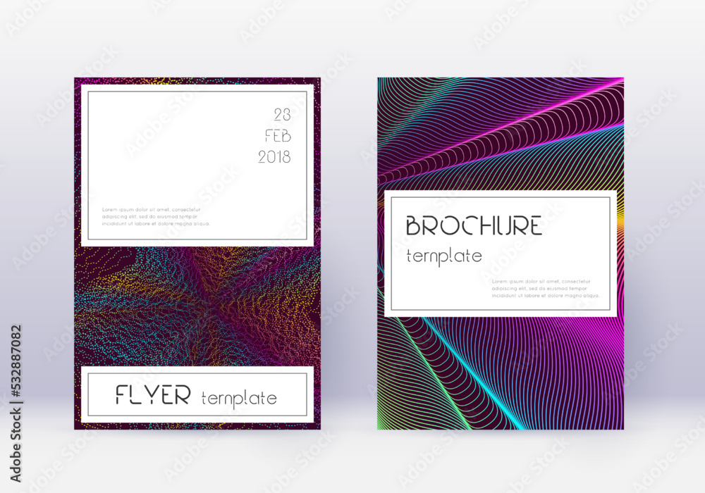 Stylish cover design template set. Rainbow abstrac
