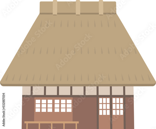 茅葺屋根の家のイラスト