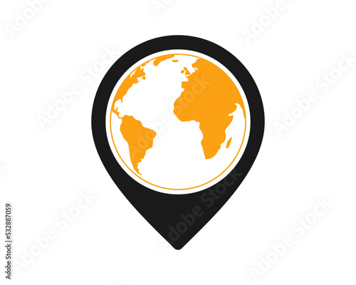 Location pin with globe inside