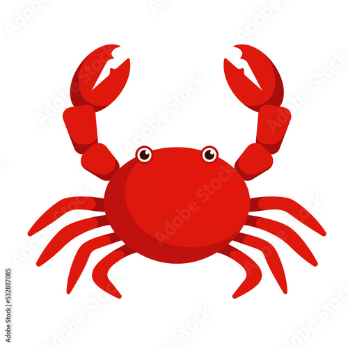 cartoon style crab flat vector illustration logo icon clipart
