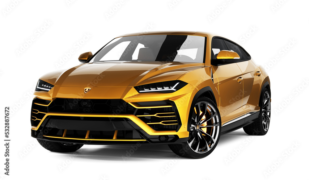 Almaty, Kazakhstan 05 July. Lamborghini Urus luxury sport suv car. Isolated  on white. 3d render ilustración de Stock | Adobe Stock