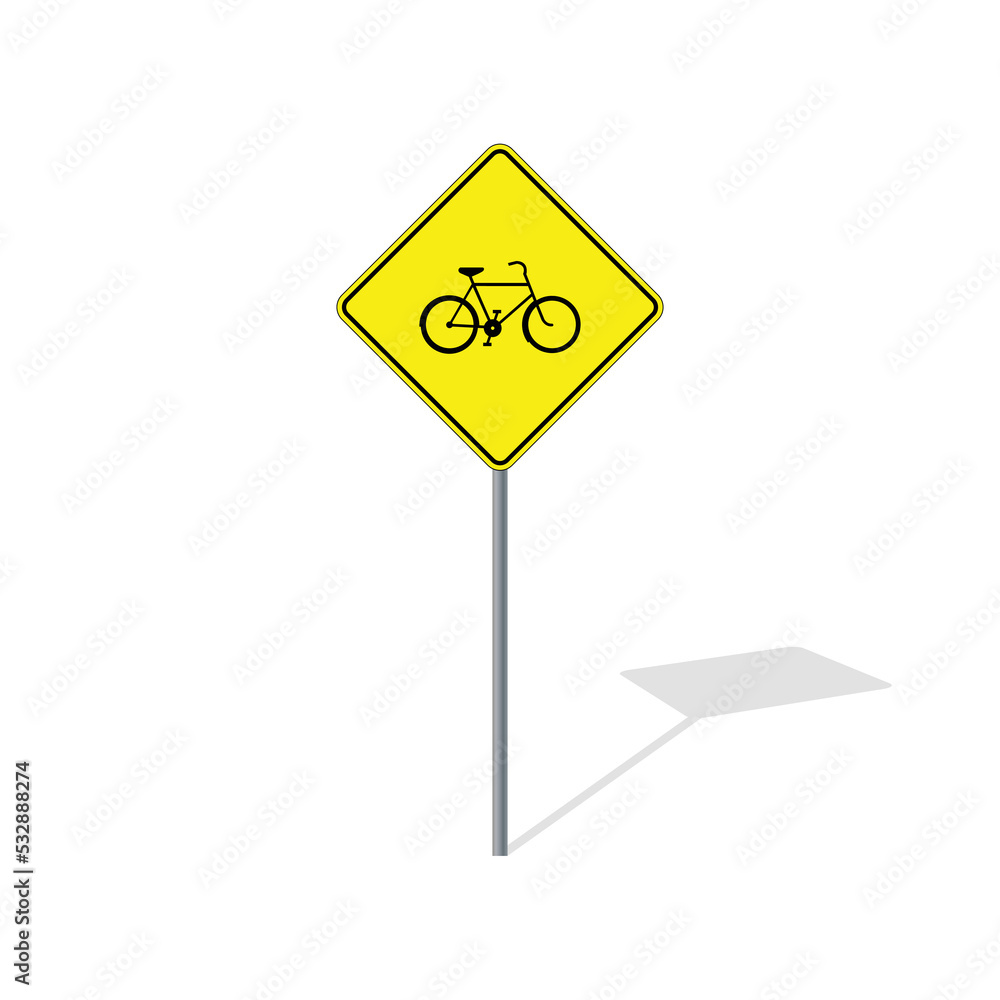 Bicycle only road sign on post pole vector graphics Bicycle only road sign on post pole vector graphics