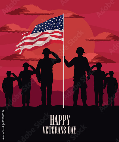 happy veterans day lettering card