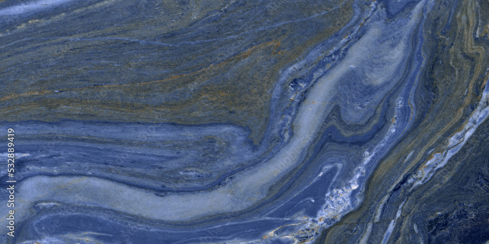 Blue marble texture background with waves figure. marble metamorphic rock calcite with crystallized surface. calcite or dolomite marble for ceramic wall tile, flooring and kitchen tile design.