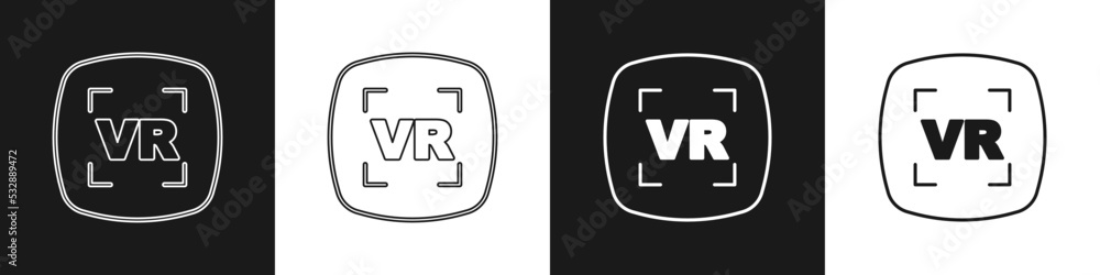 Set Virtual reality icon isolated on black and white background. Futuristic VR head-up display design. Vector Set Virtual reality icon isolated on black and white background. Futuristic VR head-up display design. Vector