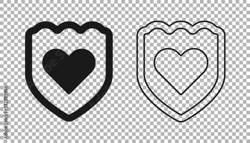 Black Immune system icon isolated on transparent background. Medical shield. Vector