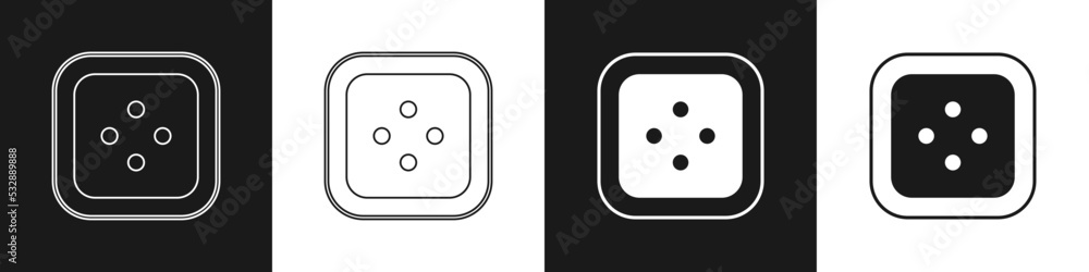 Set Sewing button for clothes icon isolated on black and white background. Clothing button. Vector Set Sewing button for clothes icon isolated on black and white background. Clothing button. Vector