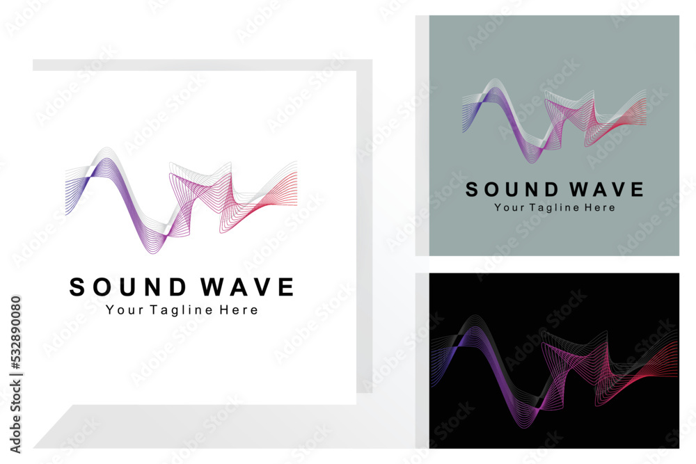 Sound Wave Logo Design, Music Flow Vector, Background Illustration and Wallpaper