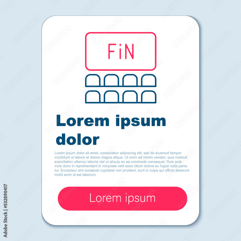Line Cinema auditorium with screen icon isolated on grey background. Colorful outline concept. Vector Line Cinema auditorium with screen icon isolated on grey background. Colorful outline concept. Vector