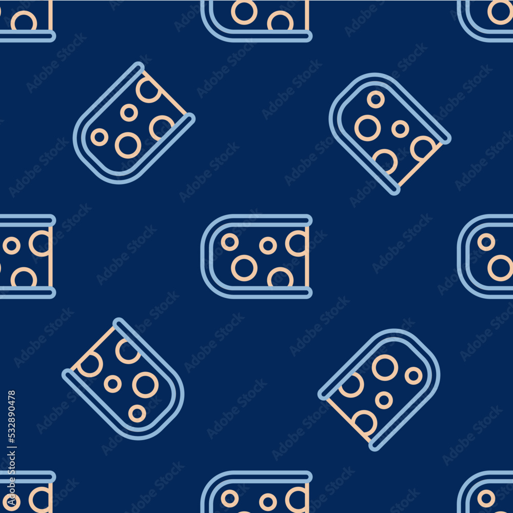 Line Cheese icon isolated seamless pattern on blue background. Vector Line Cheese icon isolated seamless pattern on blue background. Vector