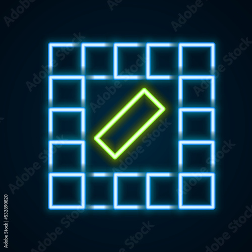Glowing neon line Board game icon isolated on black background. Colorful outline concept. Vector
