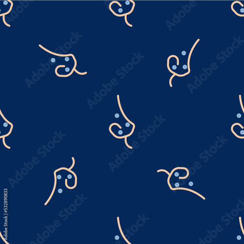 Line Acne icon isolated seamless pattern on blue background. Inflamed pimple on the skin. The sebum in the clogged pore promotes the growth of a bacteria. Vector