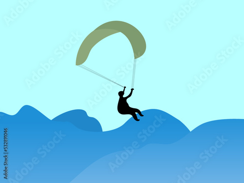 paragliding sports flat design vector illustration