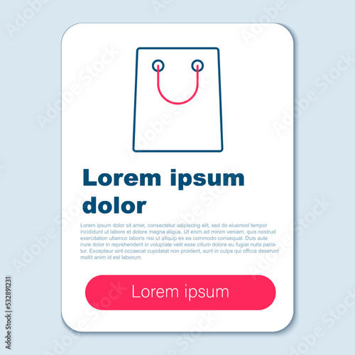 Line Paper shopping bag icon isolated on grey background. Package sign. Colorful outline concept. Vector