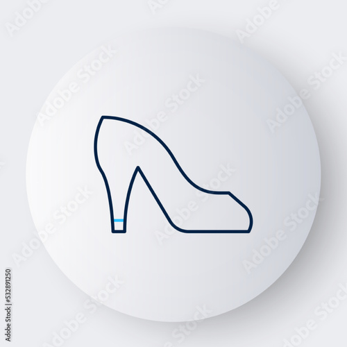 Line Woman shoe with high heel icon isolated on white background. Colorful outline concept. Vector