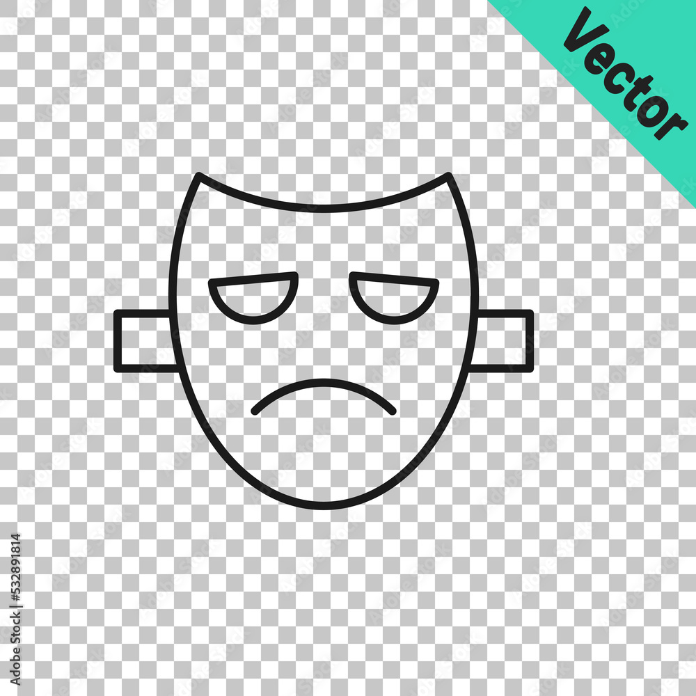 Black line Drama theatrical mask icon isolated on transparent background. Vector Black line Drama theatrical mask icon isolated on transparent background. Vector