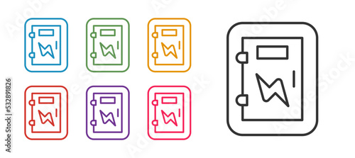 Set line Electrical panel icon isolated on white background. Set icons colorful. Vector