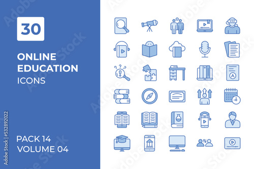 Online Education icons collection. Set vector line with elements for mobile concepts and web apps. Collection modern icons.