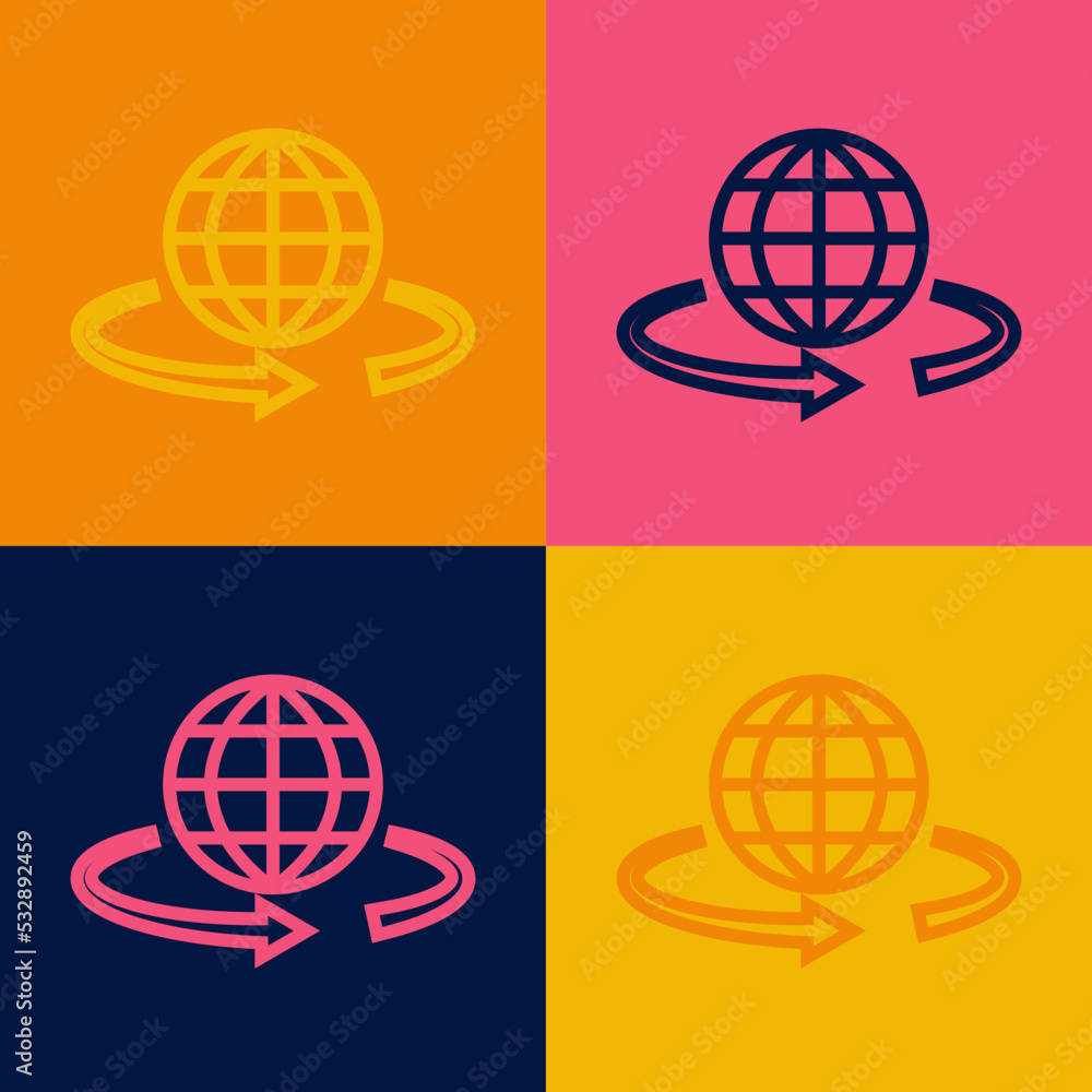 Pop art line 3d modeling icon isolated on color background. Augmented reality or virtual reality. Vector Pop art line 3d modeling icon isolated on color background. Augmented reality or virtual reality. Vector