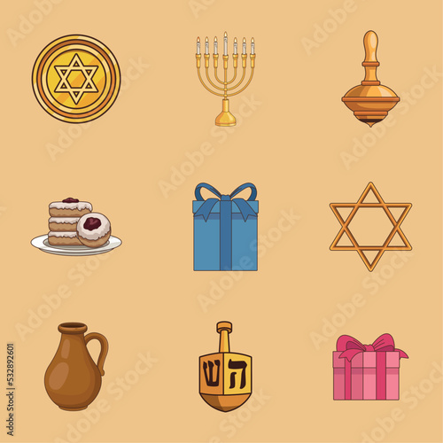 nine happy hanukkah icons