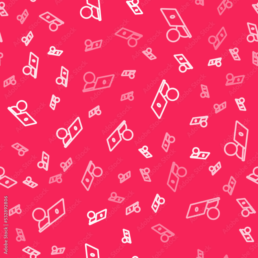 White line Video chat conference icon isolated seamless pattern on red background. Online meeting work form home. Remote project management. Vector White line Video chat conference icon isolated seamless pattern on red background. Online meeting work form home. Remote project management. Vector
