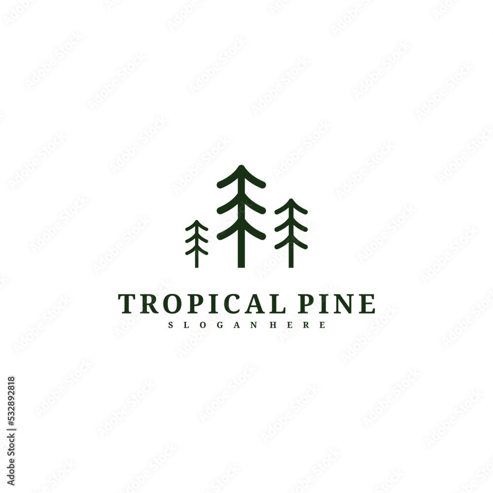 Pine Tree logo design vector template, Tropical forest logo concepts illustration. Pine Tree logo design vector template, Tropical forest logo concepts illustration.