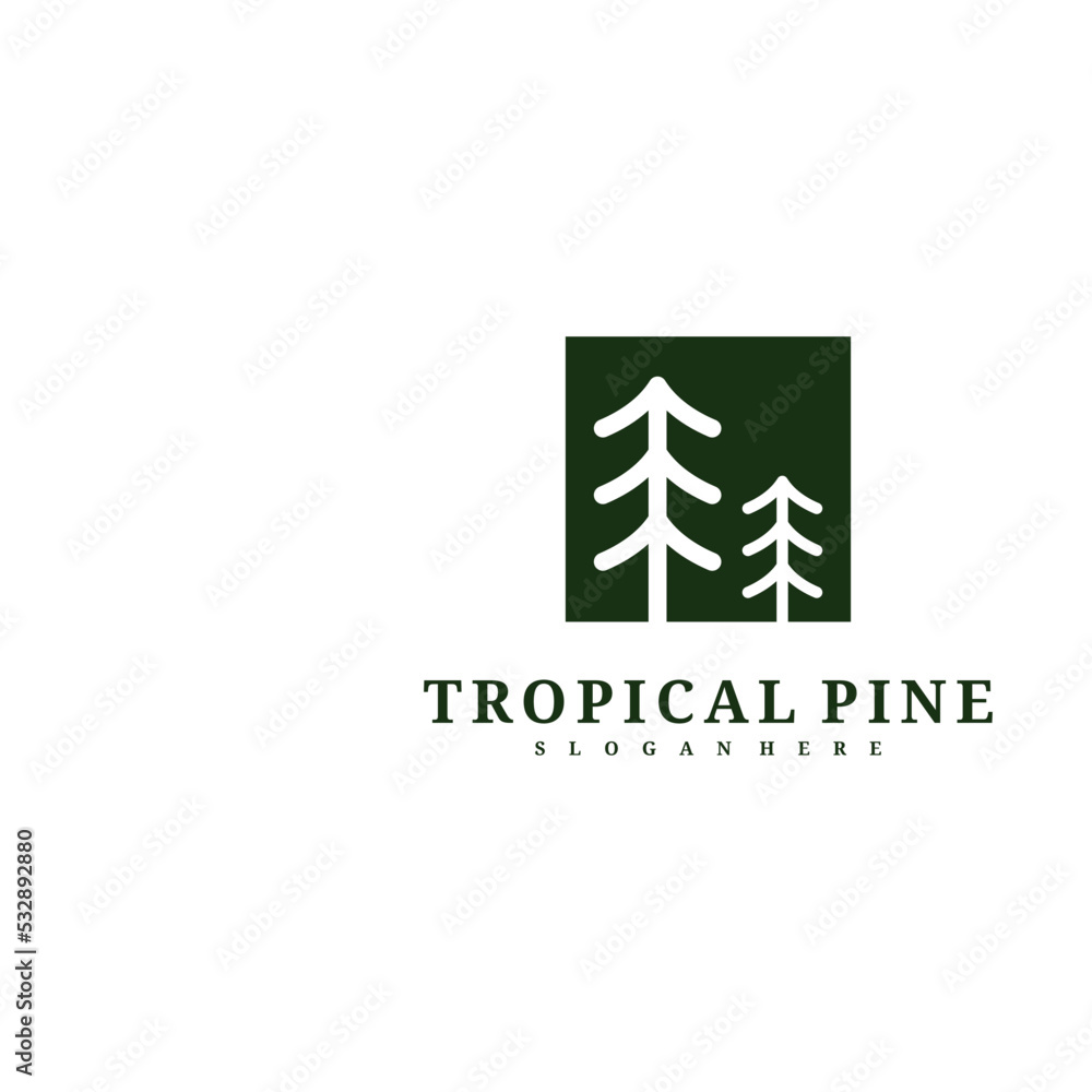 Pine Tree logo design vector template, Tropical forest logo concepts illustration. Pine Tree logo design vector template, Tropical forest logo concepts illustration.