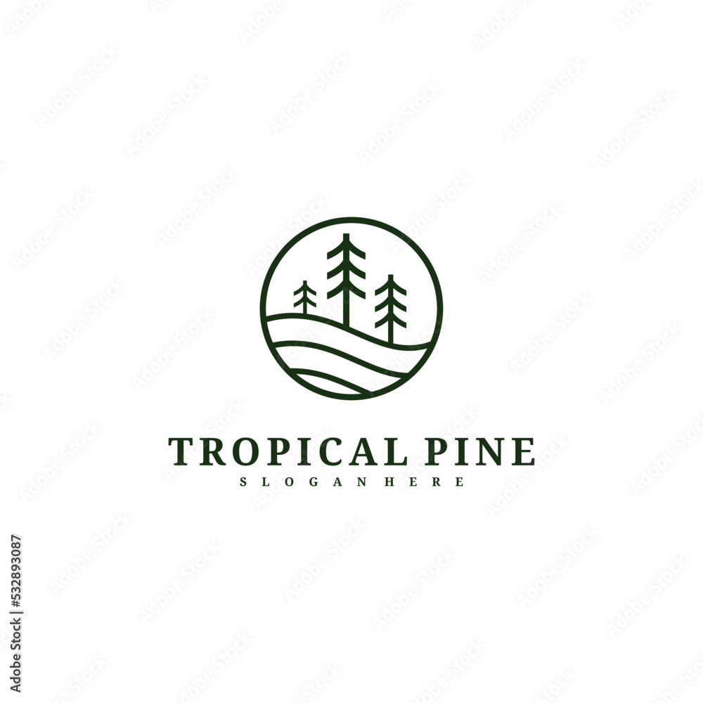 Pine Tree logo design vector template, Tropical forest logo concepts illustration. Pine Tree logo design vector template, Tropical forest logo concepts illustration.