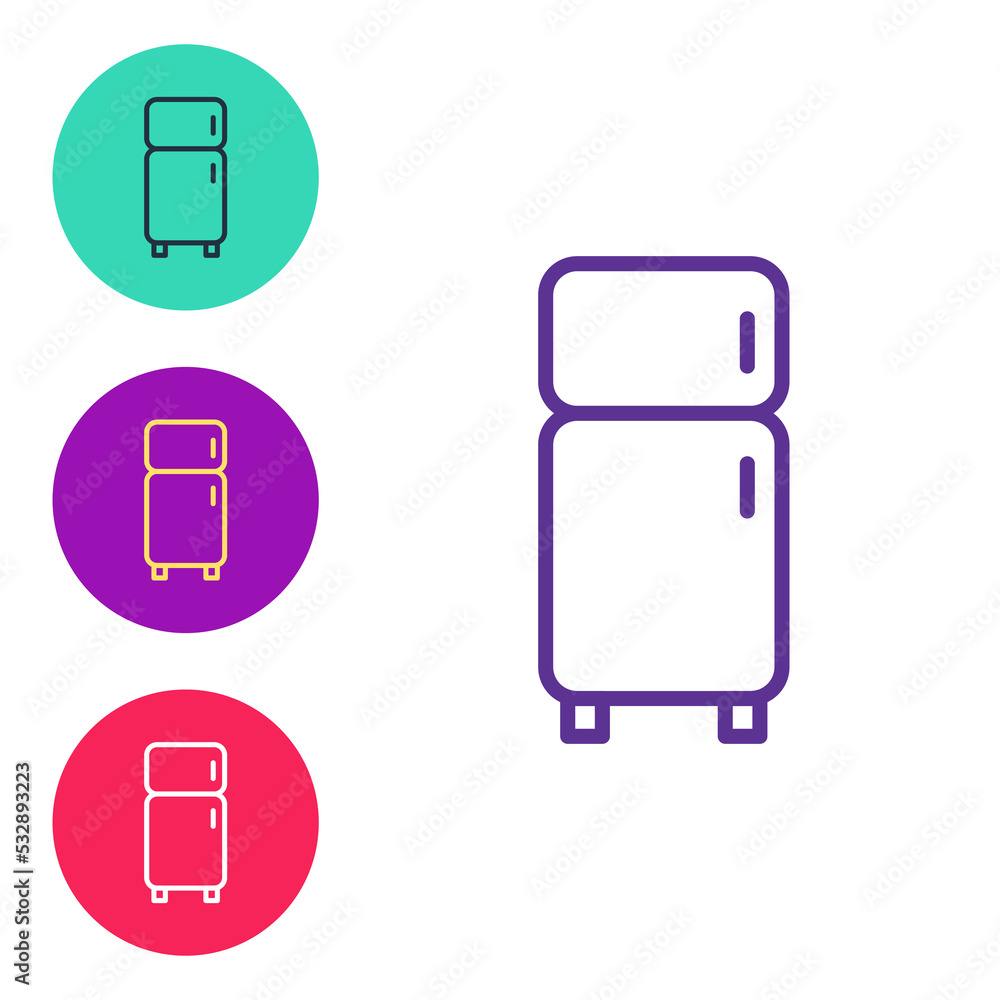 Set line Refrigerator icon isolated on white background. Fridge freezer refrigerator. Household tech and appliances. Set icons colorful. Vector Set line Refrigerator icon isolated on white background. Fridge freezer refrigerator. Household tech and appliances. Set icons colorful. Vector