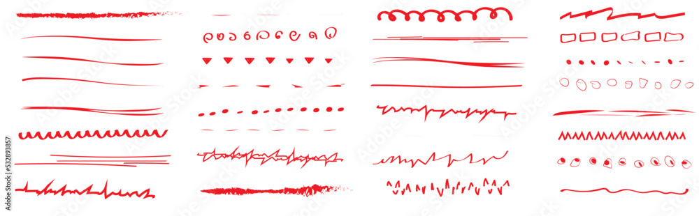 A set of wavy horizontal artistic brushes.Doodles, ink brushes. Set of vector grunge brushes. Collection of marker strokes. A set of wavy horizontal artistic brushes.Doodles, ink brushes. Set of vector grunge brushes. Collection of marker strokes.