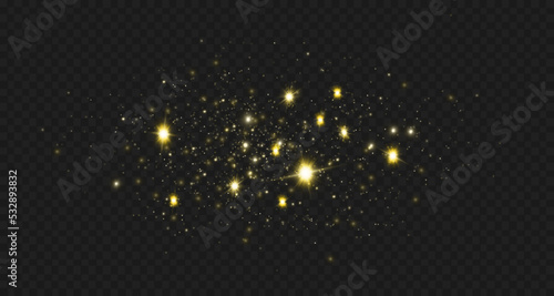 Dust sparks and stars shine with a special light. Christmas light effect. Glittering particles of magic dust.Vector sparkles on a transparent background. © alin4ik_2k06