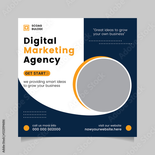 Digital marketing agency social media post design and web banner template