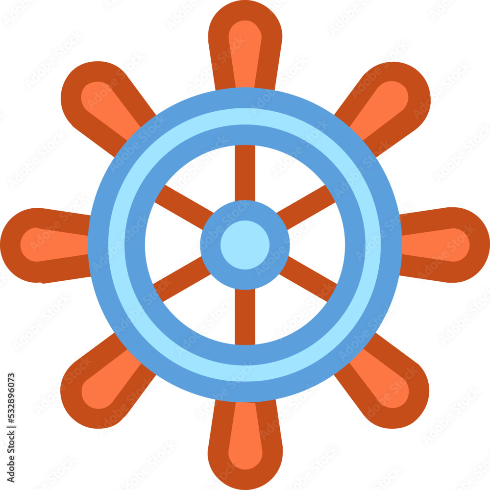 Fototapeta premium Ship Steering Wheel Vector Icon