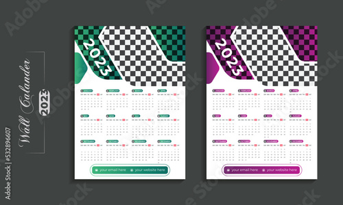 2023 modern wall calendar design template for the new year