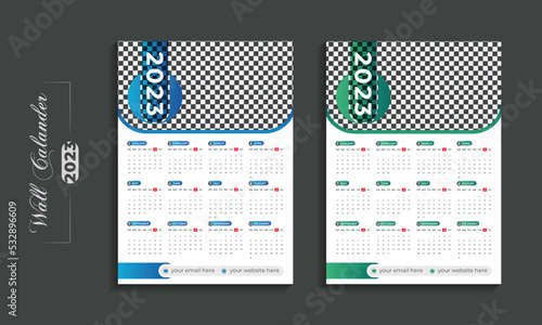 2023 modern wall calendar design template for the new year