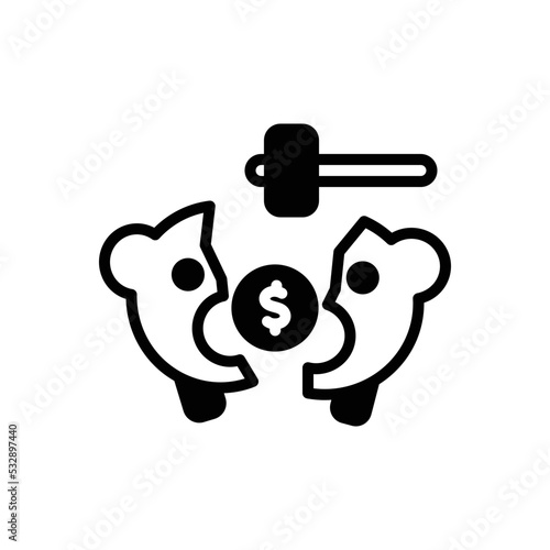 Black solid icon for broke