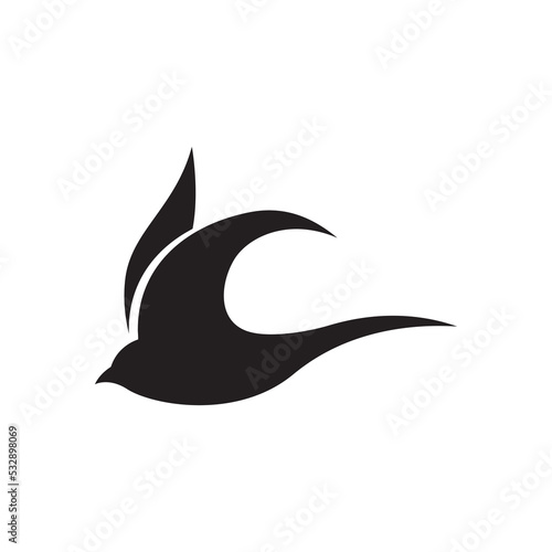 Simple logo template design silhouette of a martin martlet swallow flying hovering.