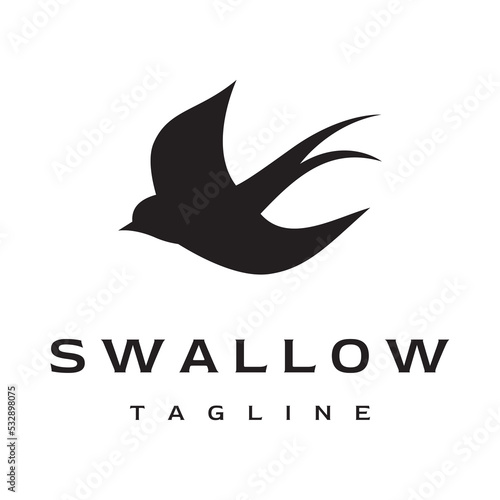 Simple logo template design silhouette of a martin martlet swallow flying hovering.