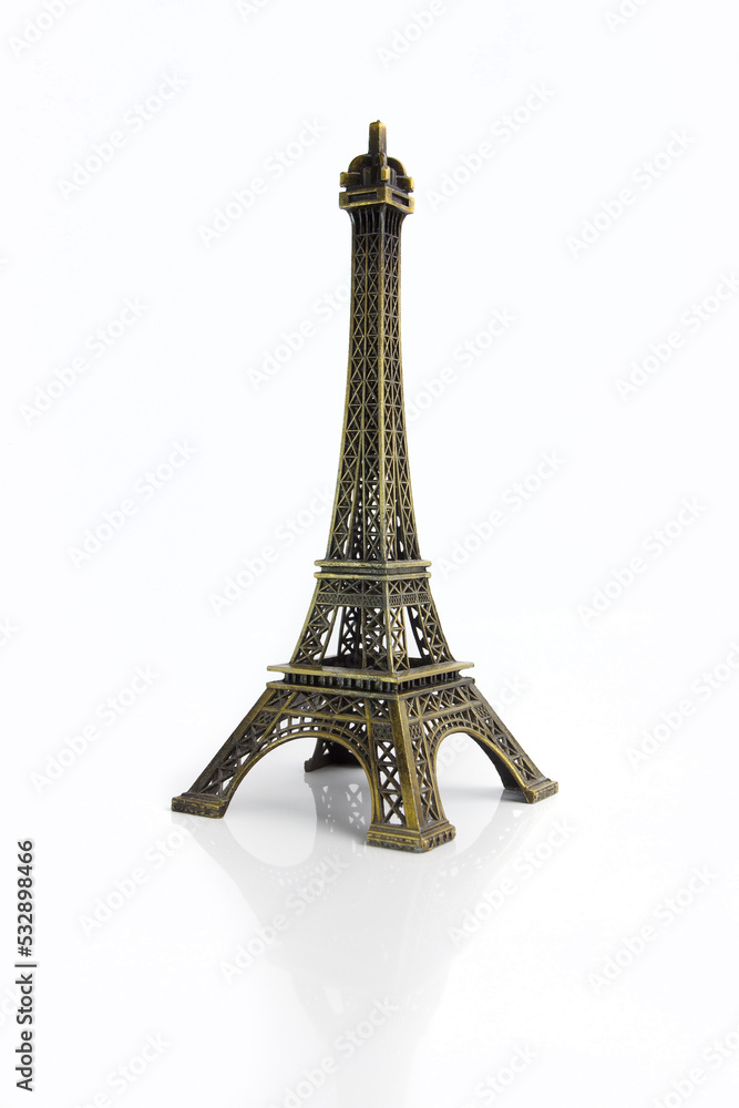 Symbol of Paris, the The Eiffel Tower on the white background