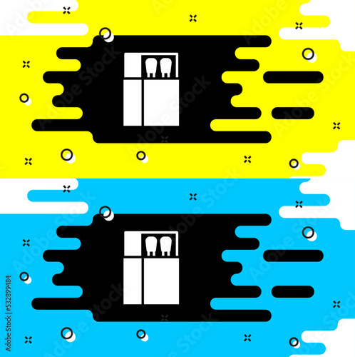 White Open matchbox and matches icon isolated on black background. Vector