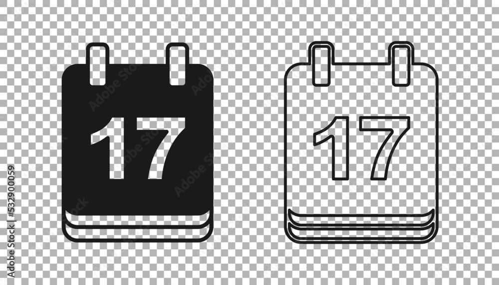 Black Saint Patricks day with calendar icon isolated on transparent background. Date 17 March. Vector Black Saint Patricks day with calendar icon isolated on transparent background. Date 17 March. Vector