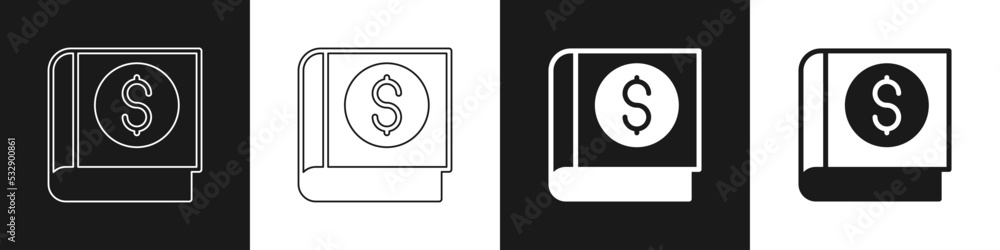 Set Financial book icon isolated on black and white background. Vector Set Financial book icon isolated on black and white background. Vector