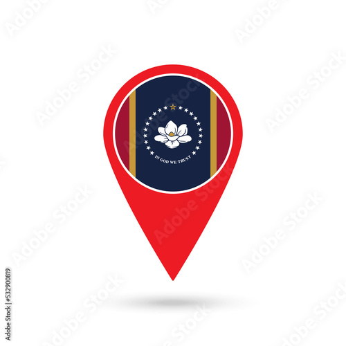 Free Download Map pointer with flag of Mississippi. Vector illustration. - GFXLoad