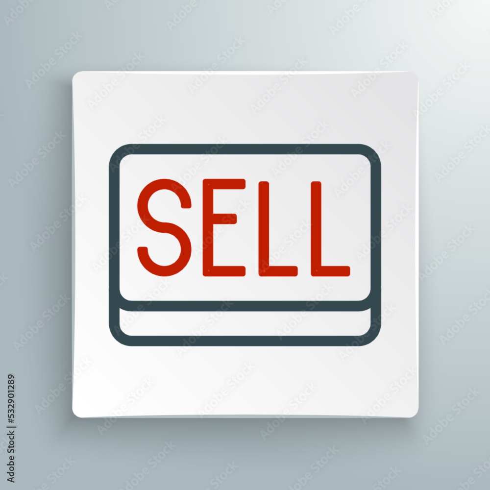 Line Sell button icon isolated on white background. Financial and stock investment market concept. Colorful outline concept. Vector Line Sell button icon isolated on white background. Financial and stock investment market concept. Colorful outline concept. Vector