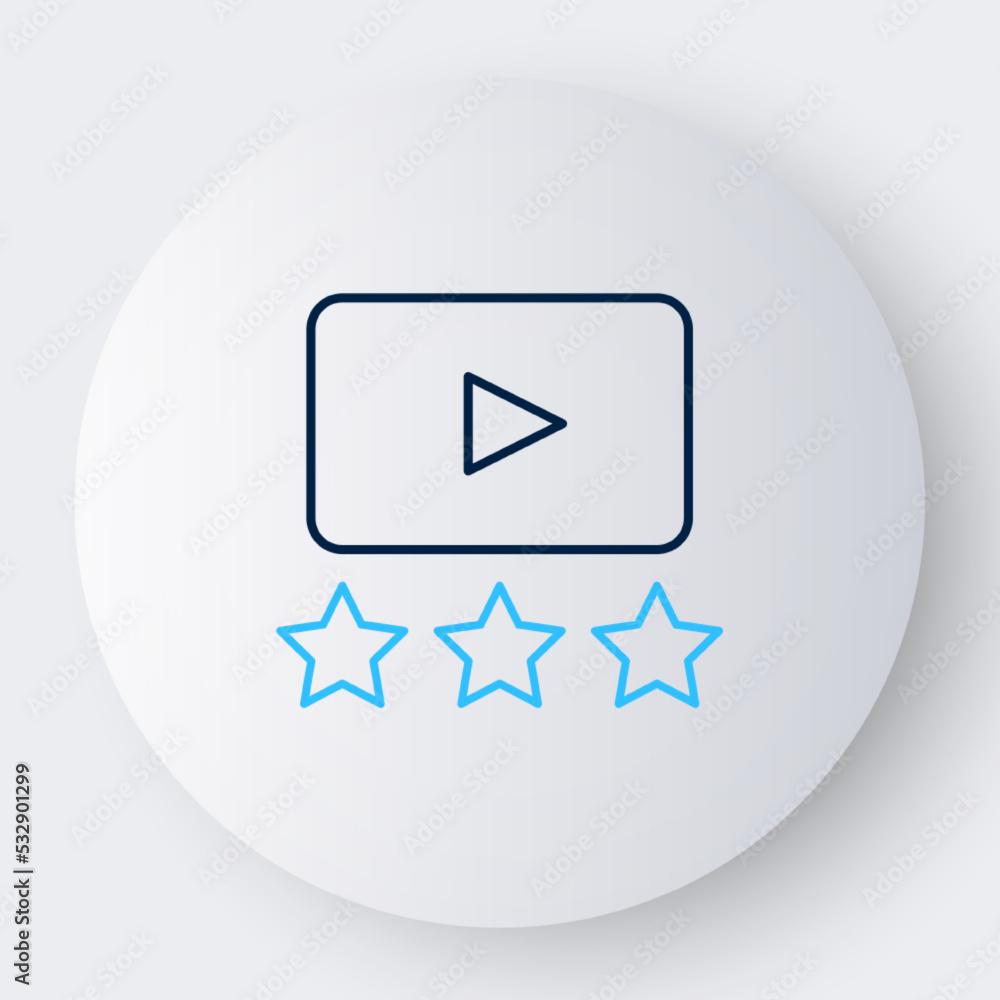 Line Film or movie cinematography rating or review icon isolated on white background. Colorful outline concept. Vector Line Film or movie cinematography rating or review icon isolated on white background. Colorful outline concept. Vector